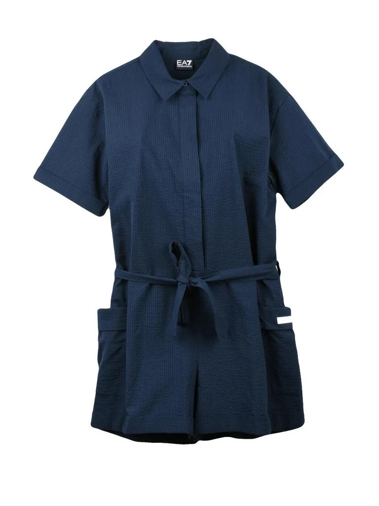 EA7 EMPORIO ARMANI Blue Cotton Elastane Stretch Jumpsuit