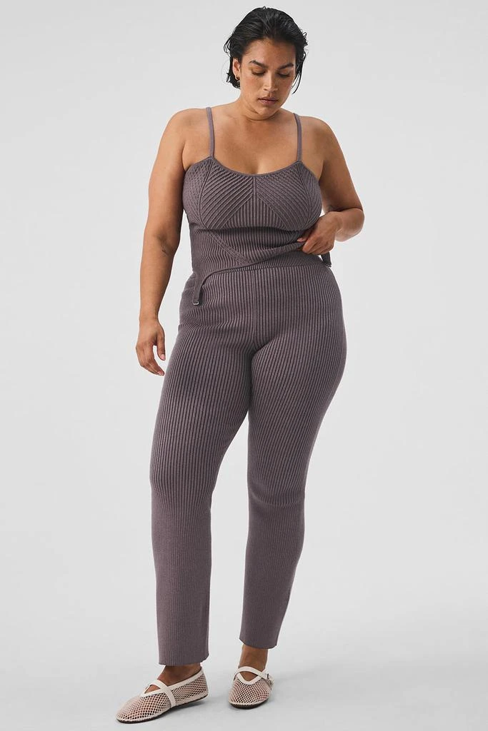 Alo Denim Knit High-Waist Flare Pant - Raisinette/Black 8