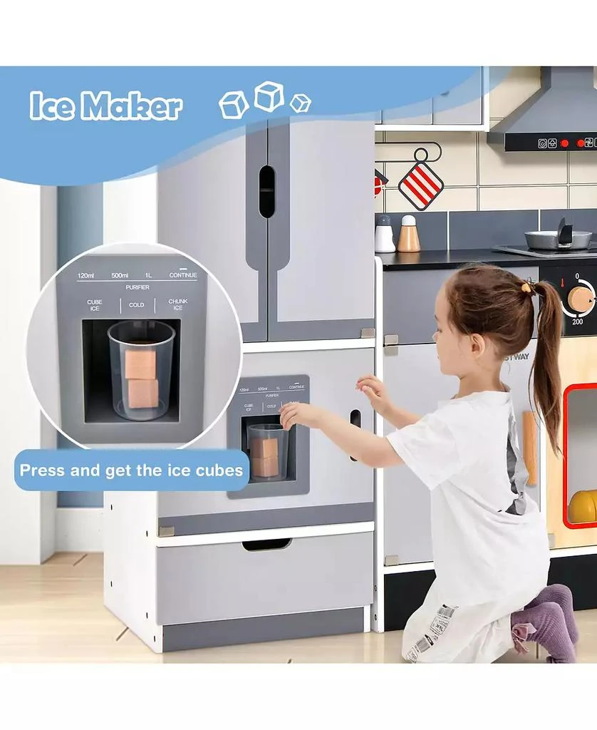 SUGIFT Wooden Chef Play Kitchen and Refrigerator with Realistic Range Hood and Roaster 5