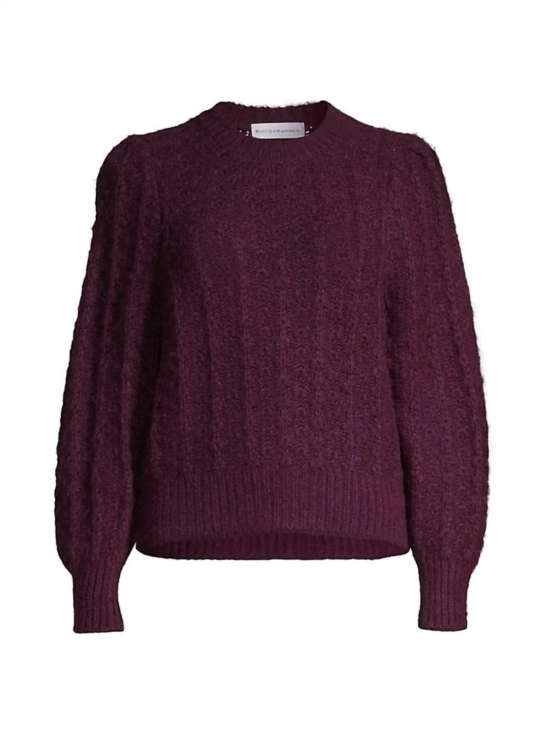 White + Warren Puff Sleeve Sweater In Black Cherry 4