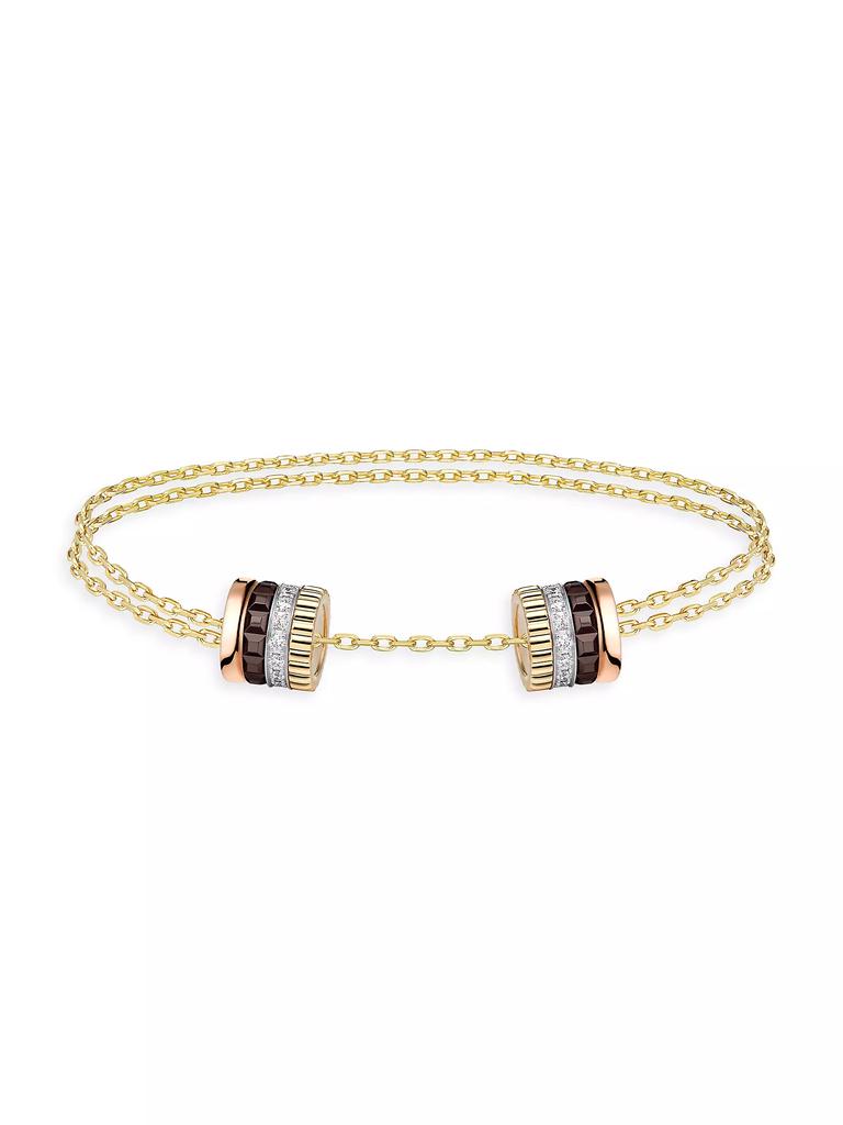 Boucheron Quatre Classique Tri-Tone 18K Gold &amp; 0.24 TCW Diamond Chain Bracelet