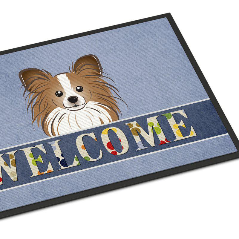Caroline's Treasures 24 in x 36 in Papillon Welcome Door Mat Indoor/Outdoor