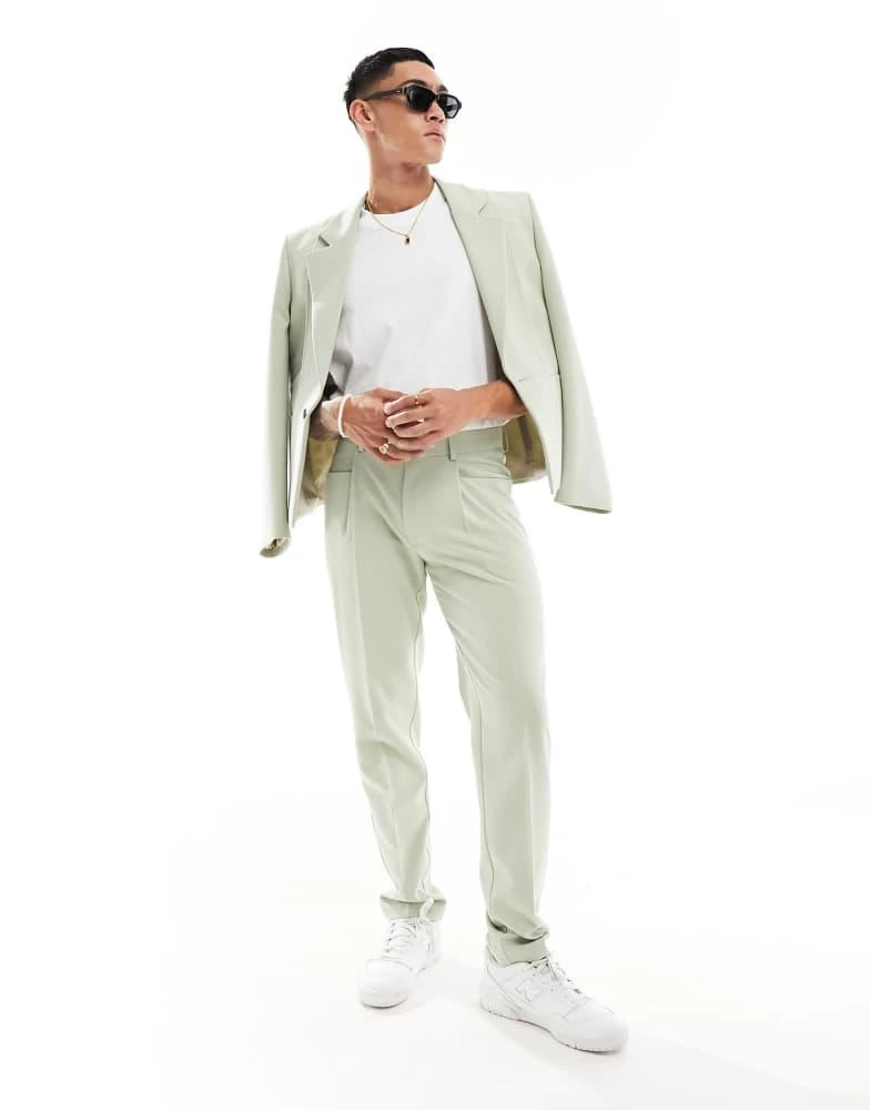 ASOS ASOS DESIGN slim fit suit trousers in sage green 1