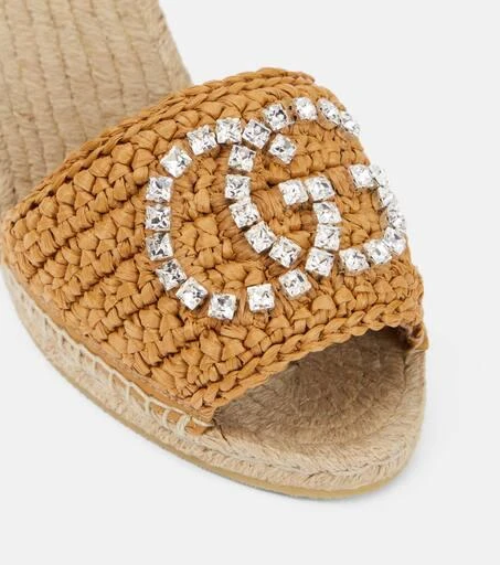 Gucci GG embellished raffia espadrille wedges 6