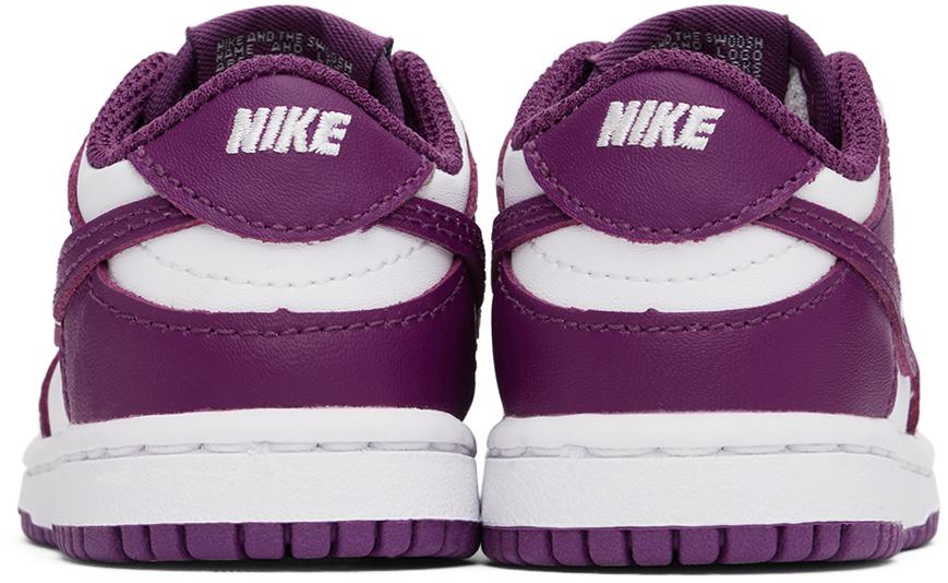 NIKE Baby White & Purple Dunk Low Sneakers