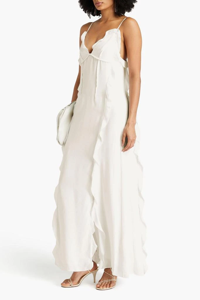 SIMKHAI Emily ruffled cupro-blend crepe maxi dress 2