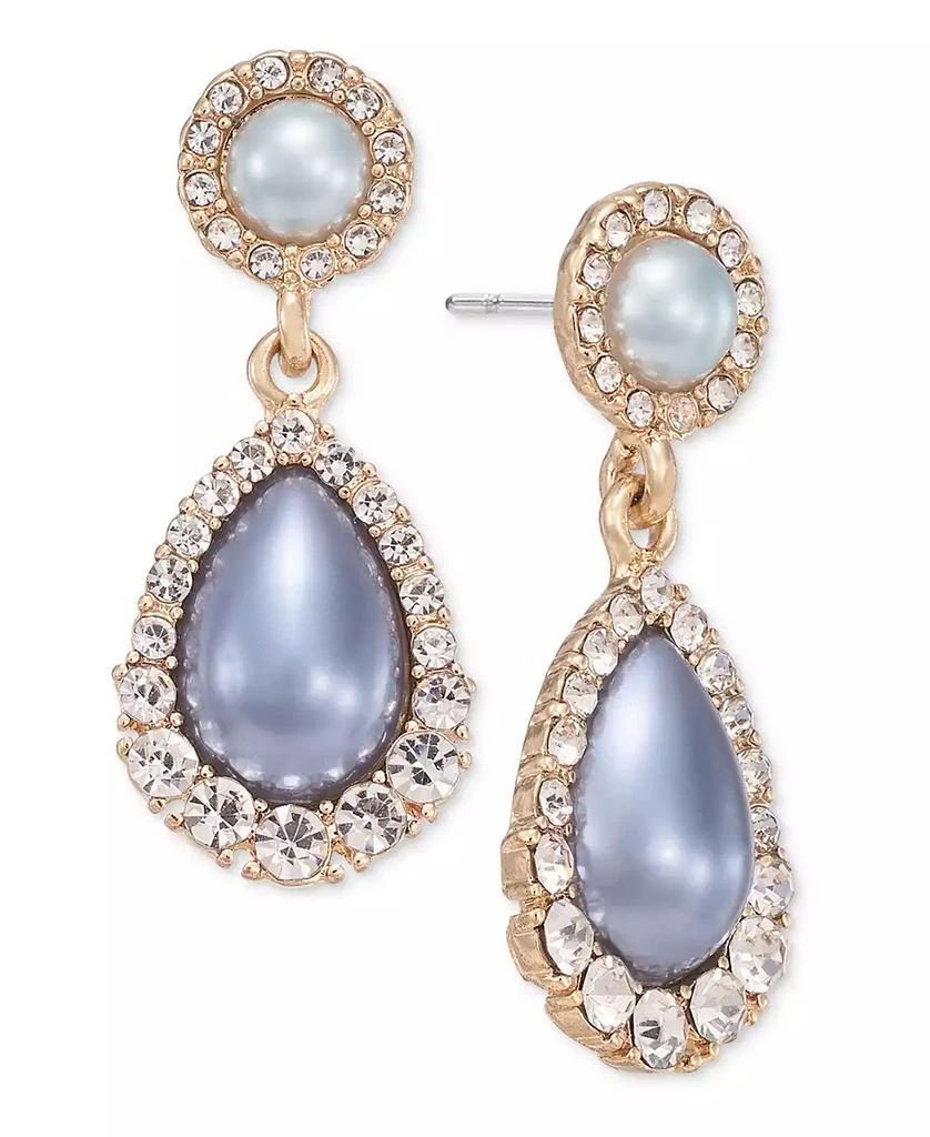 Charter Club Gold-Tone Pavé & Color Imitation Pearl Drop Earrings, Created for Macy's 1