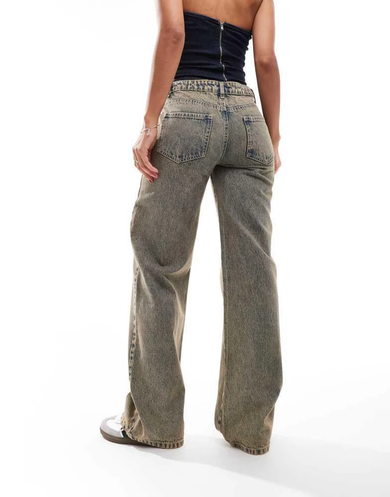 Daisy Street Daisy Street low rise boyfriend jeans in blue dirty wash 3