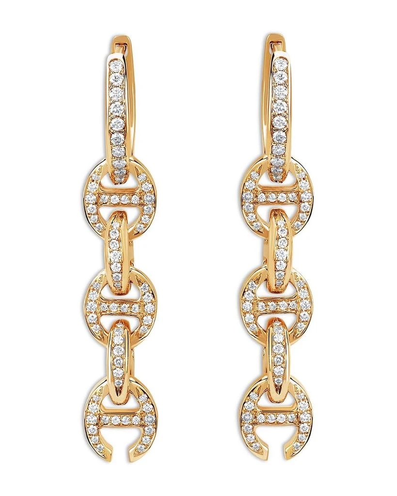 Hoorsenbuhs 18K Yellow Gold Heritage Diamond Pavé Chain Link Drip Hoop Earrings 1