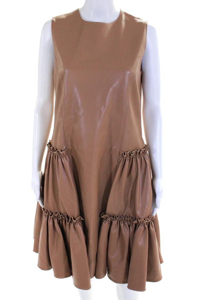 Adeam Womens Ruched Dress Camel