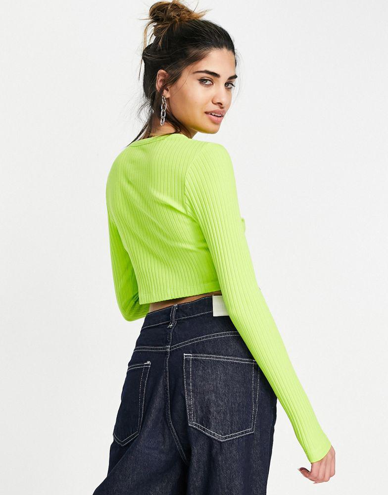 AsYou ASYOU rib diamante lace up top in lime