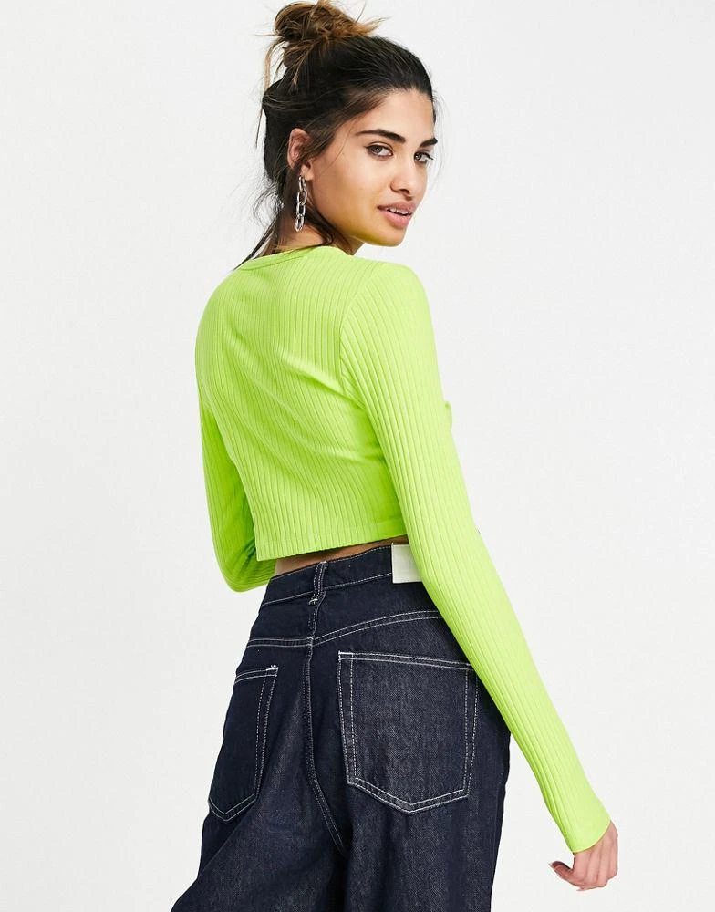 AsYou ASYOU rib diamante lace up top in lime 2