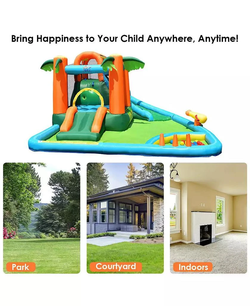 Gymax Inflatable Bounce House Jump Bouncer Kids Water Park Splash Play Center w/Blower 4