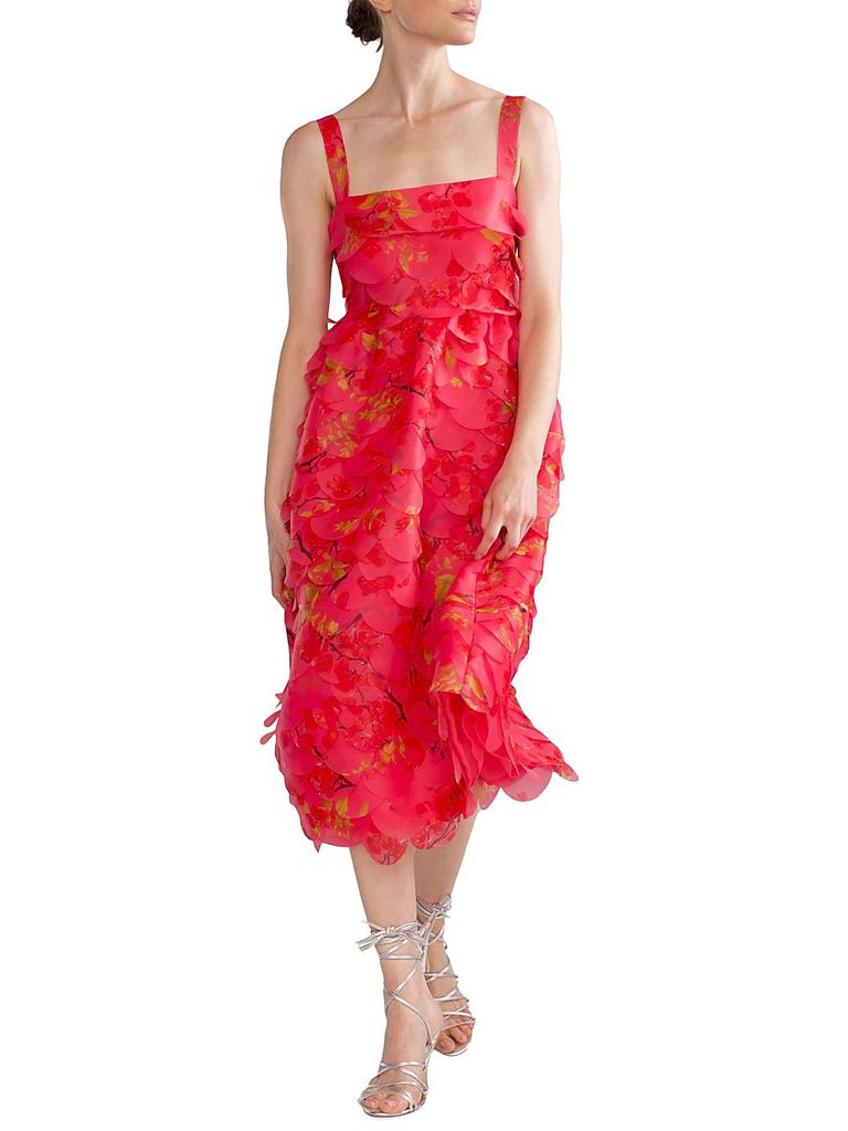 Cynthia Rowley Floral Organza Scallop Midi-Dress
