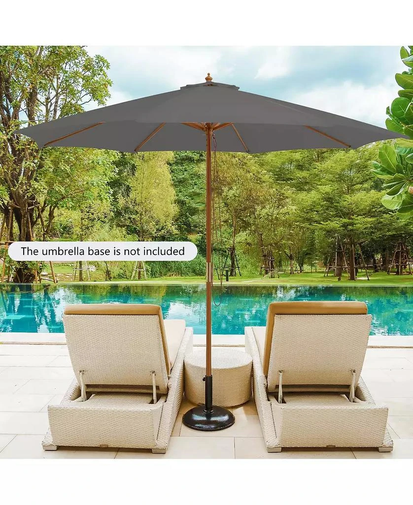 GOUUN 10 Feet Patio Umbrella with 8 Wooden Ribs and 3 Adjustable Heights 5