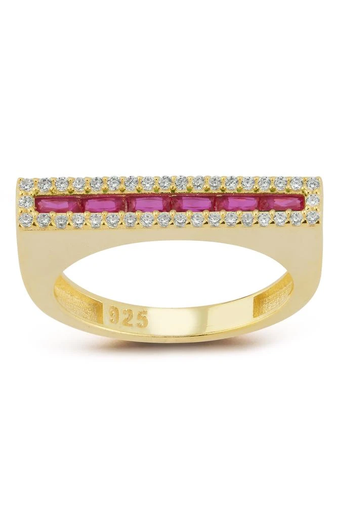 Sphera Milano 14K Gold Plated Sterling Silver Cubic Zirconia Bar Ring 2