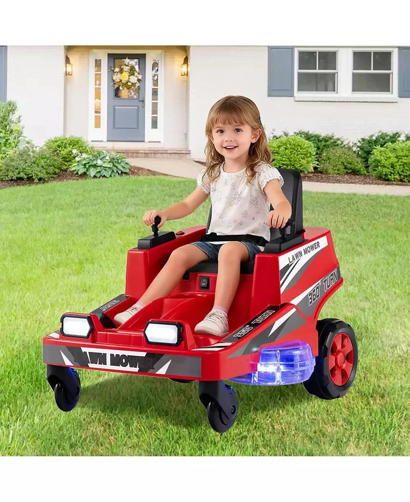 Mecale 12V Ride on Lawn Mower for Kids with Dual Control Sticks and LED Lights 2
