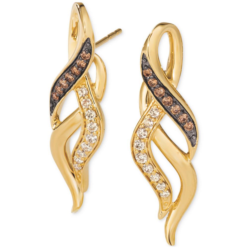 Le Vian Chocolate Diamond & Nude Diamond Swirl Drop Earrings (1/3 ct. t.w.) in 14k Gold