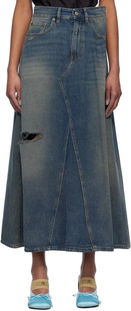 MM6 Blue Darting Denim Midi Skirt 1