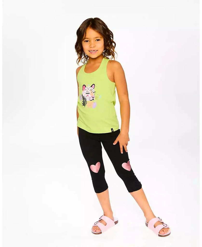 Deux par Deux Toddler Girls Cotton Jersey Capri Foil Heart Print 2