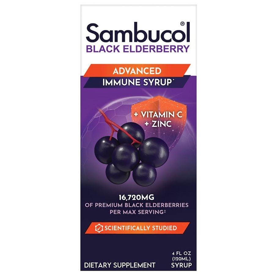 Sambucol Advanced Immune Support Syrup with Vitamin C and Zinc Black Elderberry