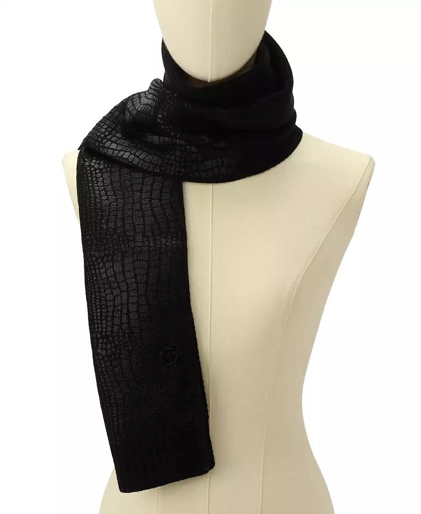 Michael Kors MICHAEL Logo Charm Ribbed Trim Croc-Embossed Scarf 2
