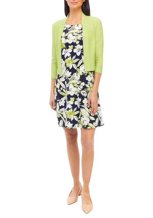 Perceptions Womens 3 4 Sleeve Floral Print Shift Jacket Dress 1