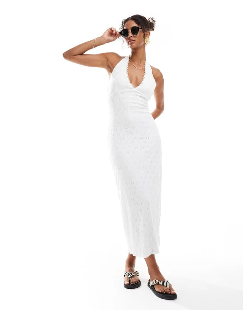 Pull&Bear Pull&Bear strappy jersey broderie midi dress in white - Dresses & Skirts - BeyondStyle Pull&Bear Pull&Bear strappy jersey broderie midi dress in white - Dresses & Skirts - BeyondStyle