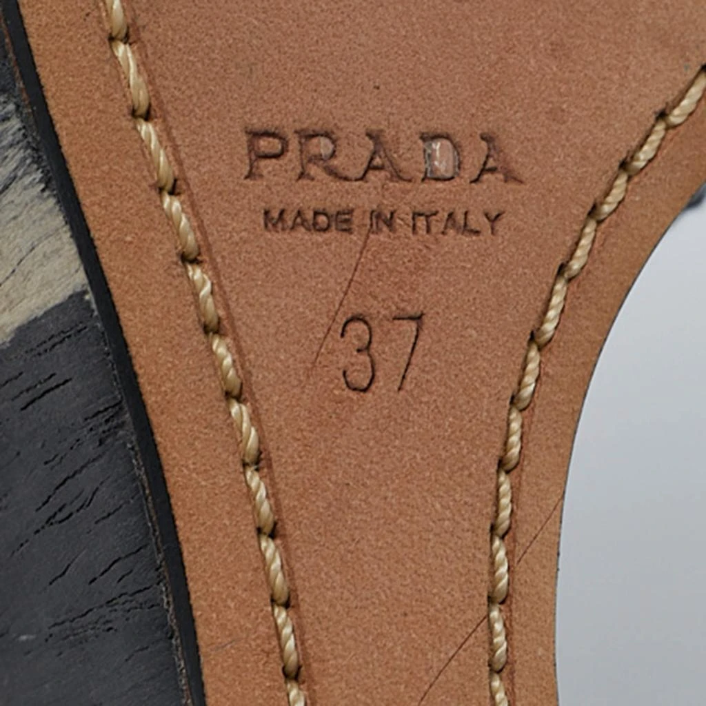 Prada Prada Black Patent Leather Wooden Wedge Ankle Strap Sandals Size 37 8