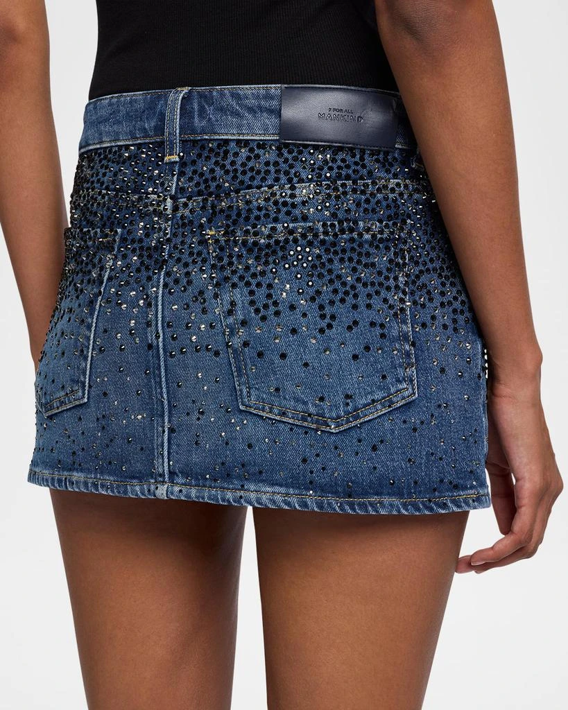 7 For All Mankind Elena Rhinestone Denim Mini Skirt 5