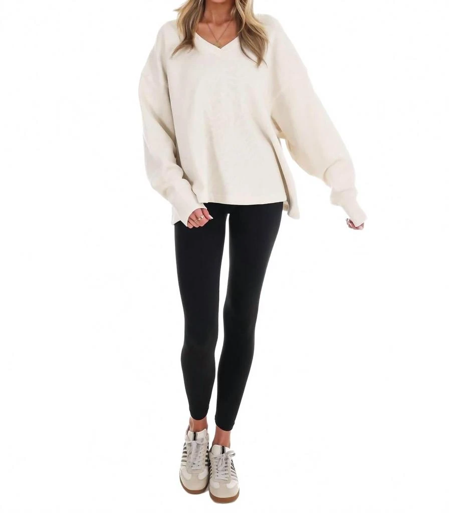 HYFVE Urban Fade Oversized V-Neck Sweatshirt In Alpaca 2