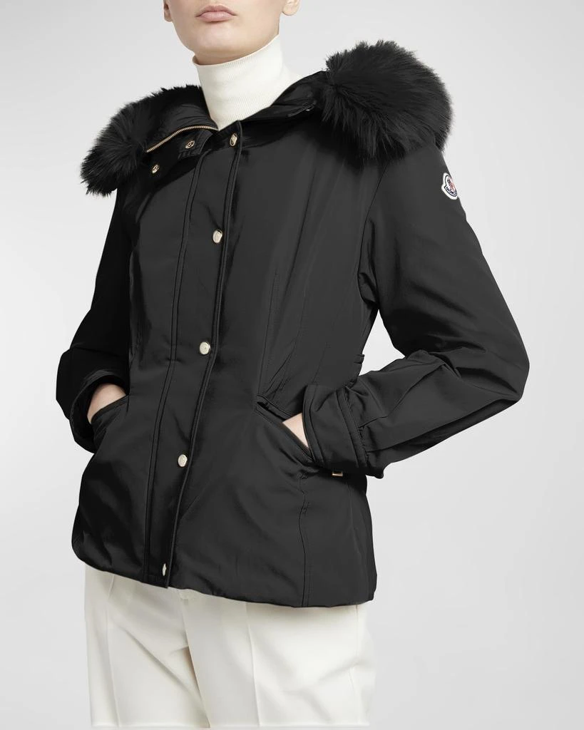 Moncler Bron Short Parka Jacket with Faux Fur Trim 6