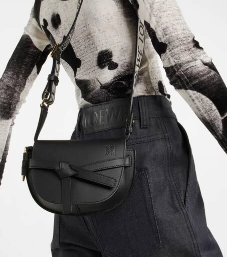 Loewe Gate Dual Mini leather and jacquard shoulder bag 2