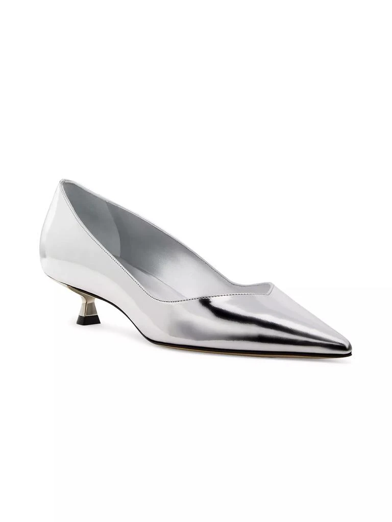 Stuart Weitzman Eva 35MM Mirrored Leather Kitten-Heel Pumps 2