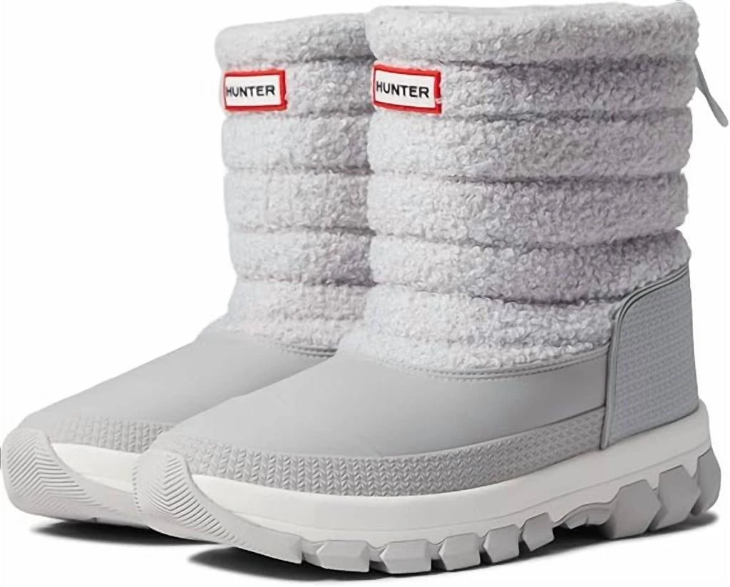 Hunter Women's Sherpa Snow Boot Short In Frosted Grey 1