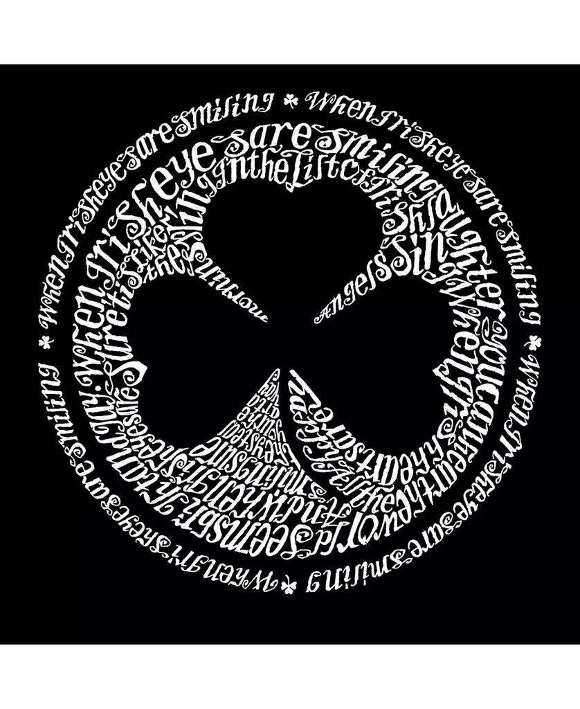 LA Pop Art Lyrics to When Irish Eyes Are Smiling Men's Raglan Word Art T-shirt 2