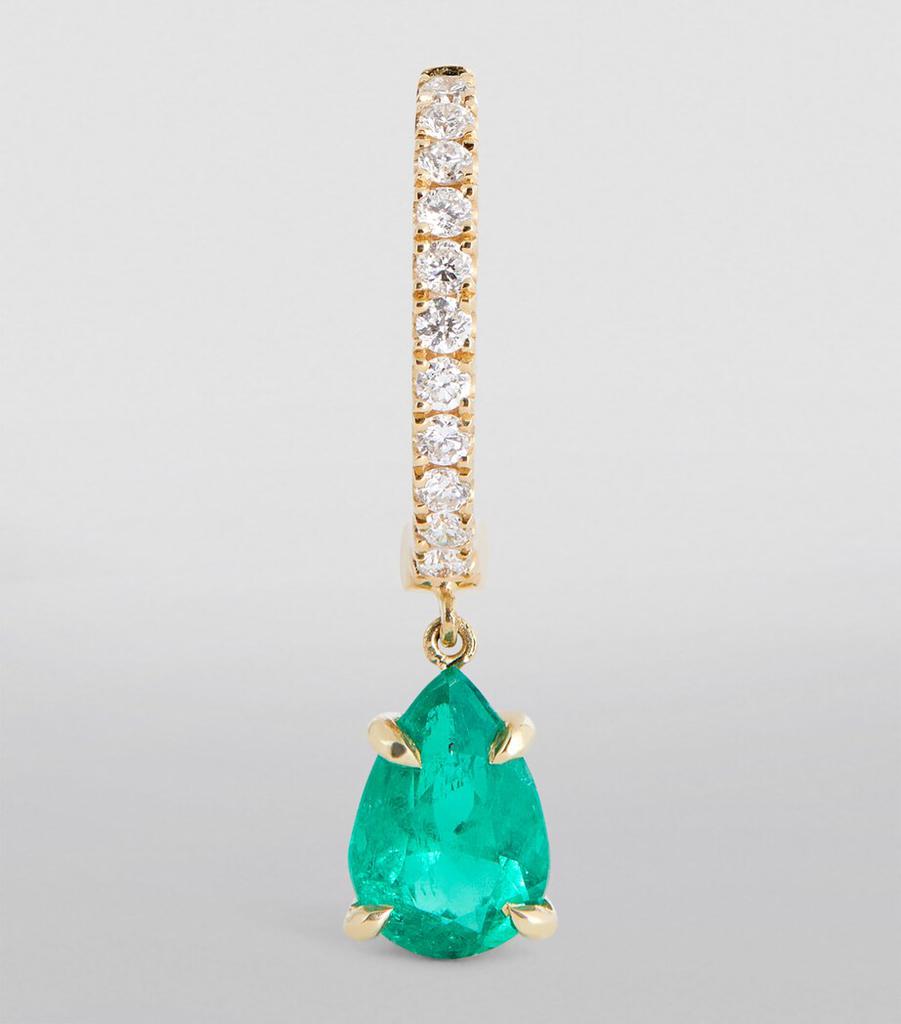 Anita Ko Yellow Gold, Diamond and Emerald Single Huggie Earring