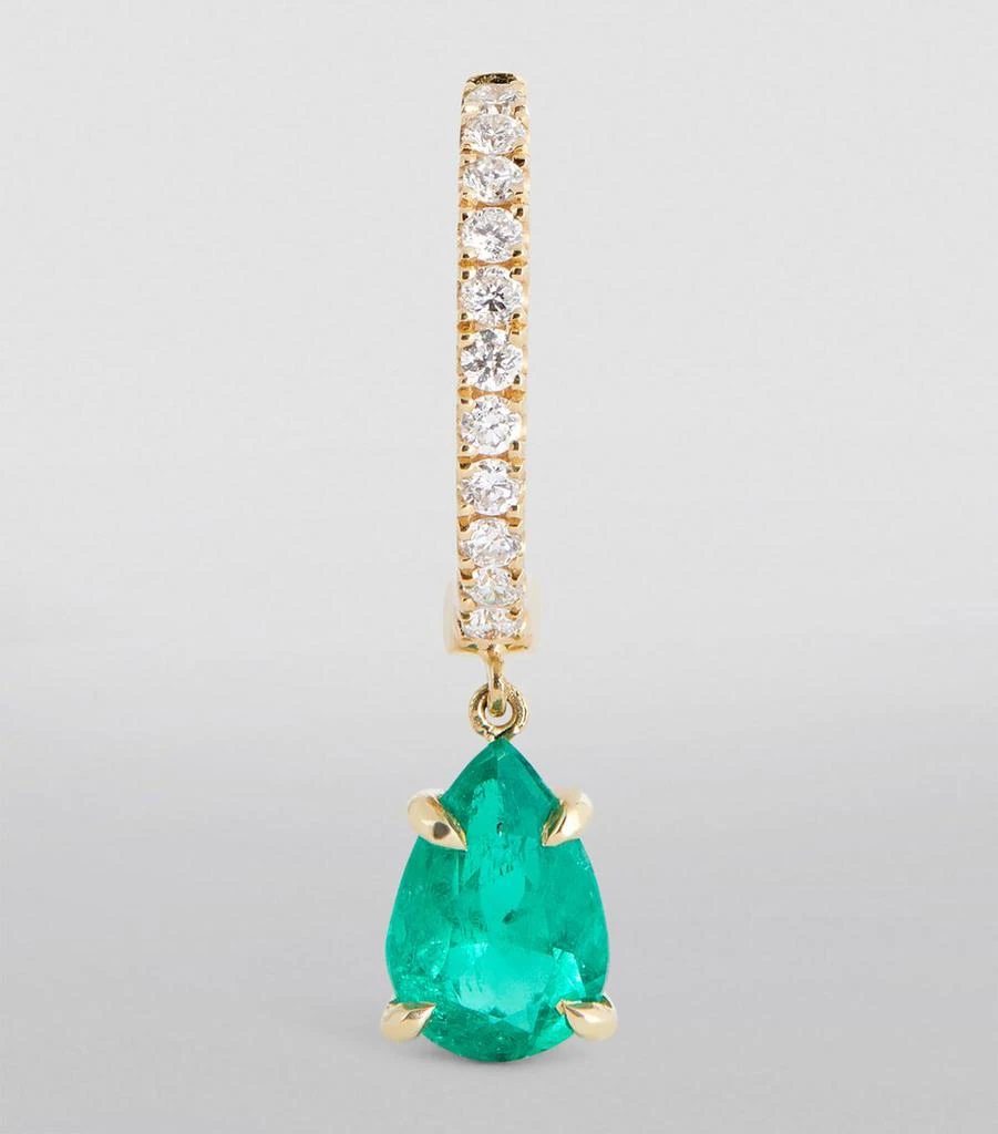 Anita Ko Yellow Gold, Diamond and Emerald Single Huggie Earring 2