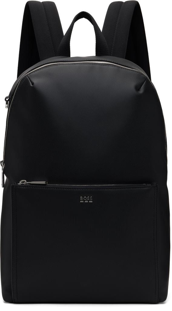 Shop Black Logo Stamp Leather Backpack on Sale at