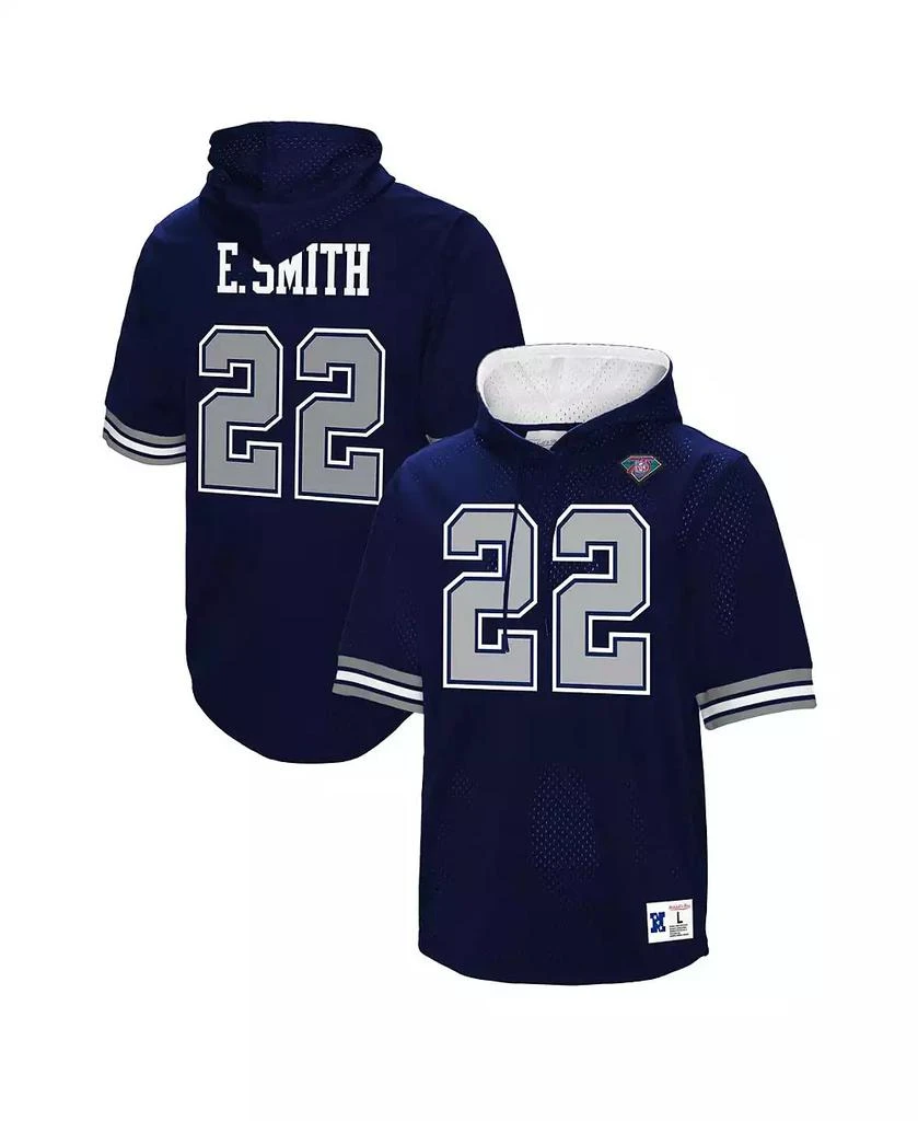 Mitchell & Ness Men's Emmitt Smith Navy Dallas Cowboys Retired Player Mesh Name Number Hoodie T-Shirt 1