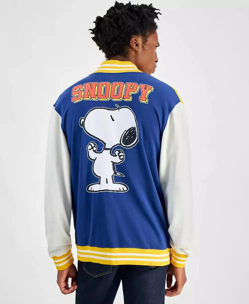 Hybrid Men's Snoopy Speed Beagle Colorblocked Fleece Varsity Bomber Jacket 2