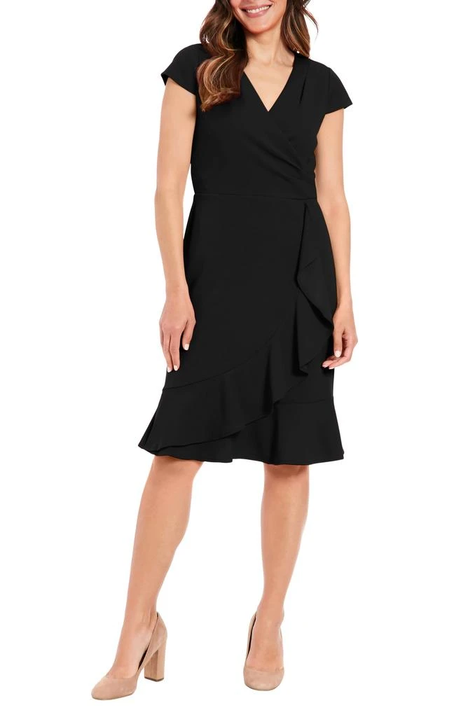London Times Ruffle Cap Sleeve Scuba Knit Dress 1
