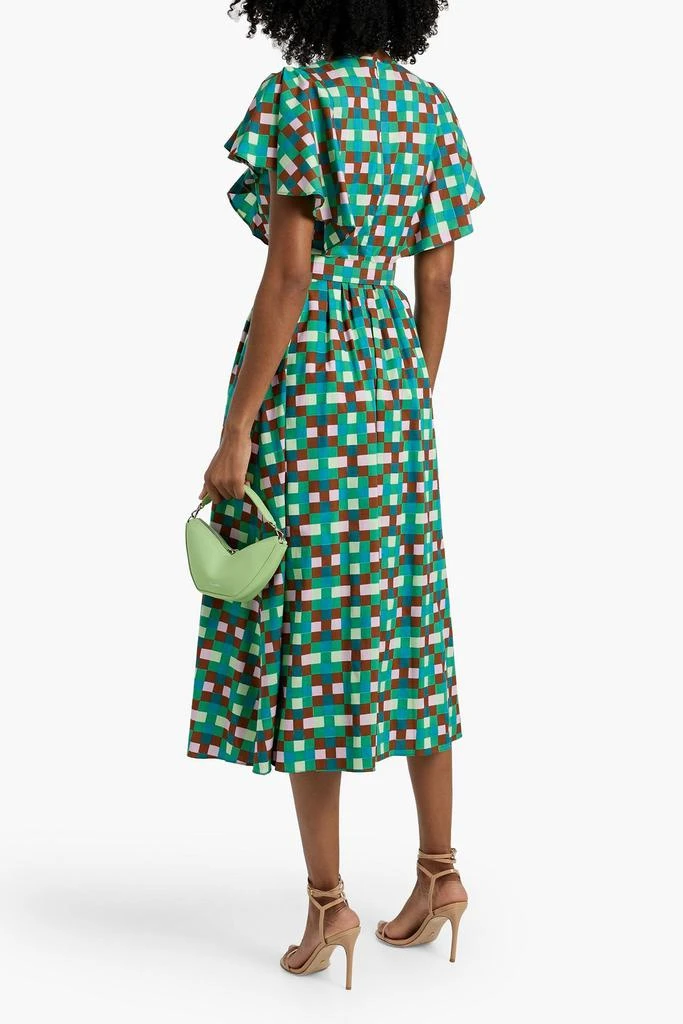 Diane von Furstenberg Damon belted checked cotton-blend poplin midi dress 3