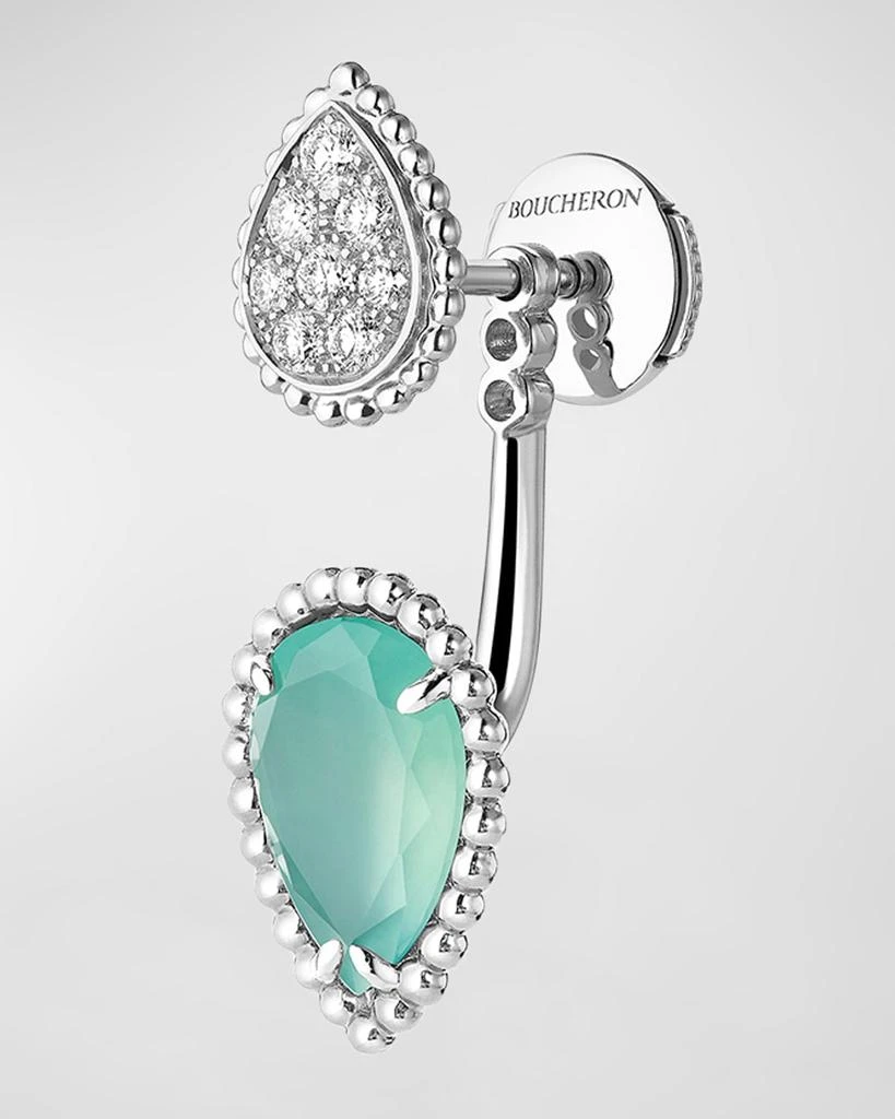 Boucheron Serpent Boheme 18K White Gold Diamond & Aquaprase Single Earring 3