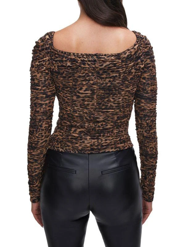 Good American Ruched Cheetah-Print Mesh Top 2