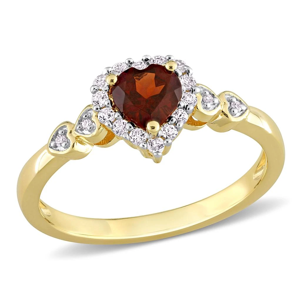 Mimi
Max 5/8 CT TGW Heart Shaped Garnet and Diamond Accent Halo Promise Ring in Yellow Plated Sterling Silver