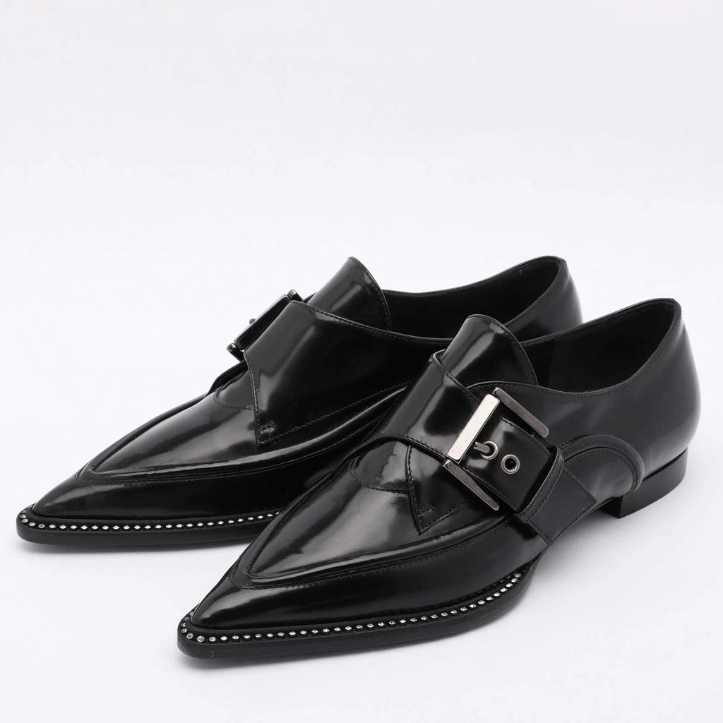 N°21 Nº21 Black Leather Crystal Embellished Buckle Slip On Loafers Size 35 2
