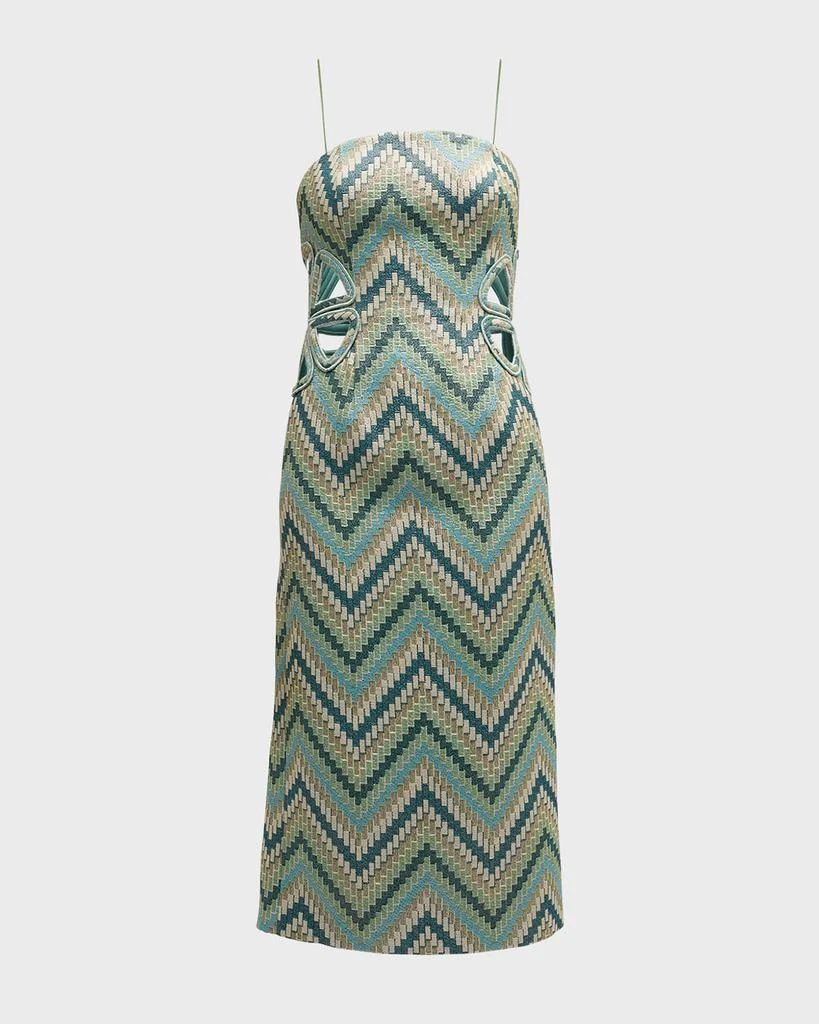 Ramy Brook Clare Chevron Jacquard Cutout Strapless Dress 2