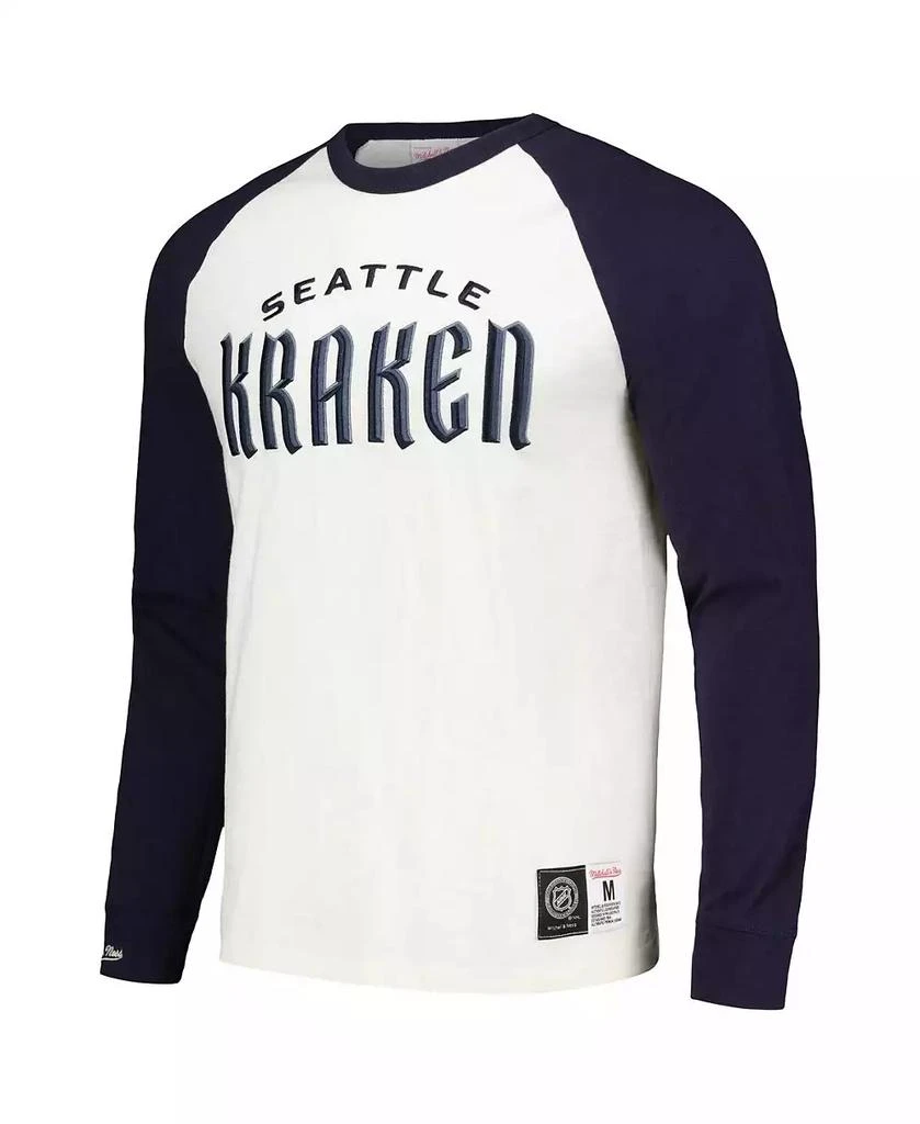 Mitchell & Ness Men's Cream Seattle Kraken Legendary Slub Vintage-Like Raglan Long Sleeve T-shirt 4
