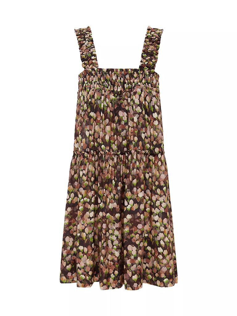 Peony Floral Silk-Blend Swing Minidress